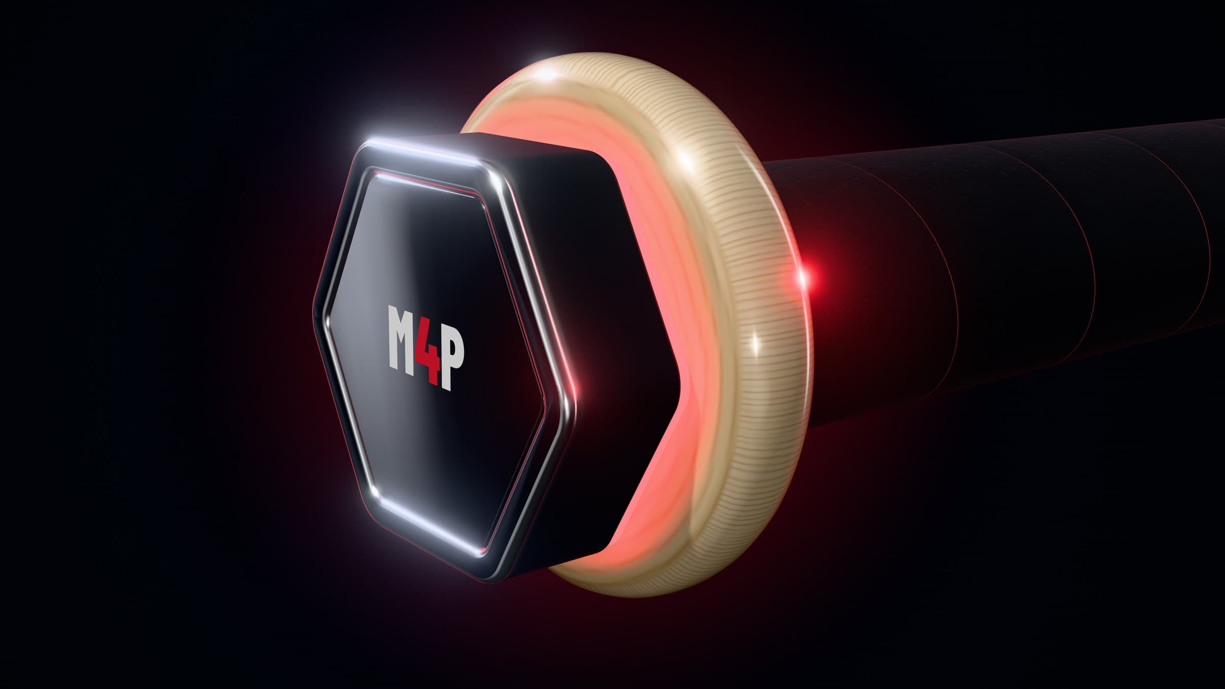 Close-up render of the M4P S1 sensor face and its lit ring on the bat knob