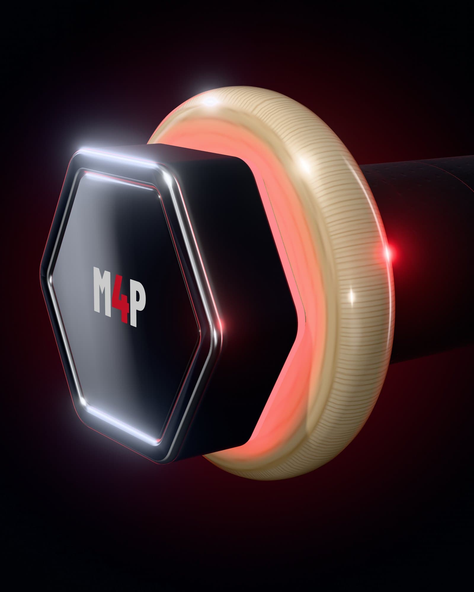 Close-up portrait render of the M4P S1 sensor on the bat knob
